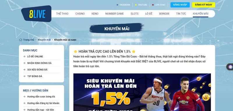 Khuyến mãi tại nhà cái 8LIVE