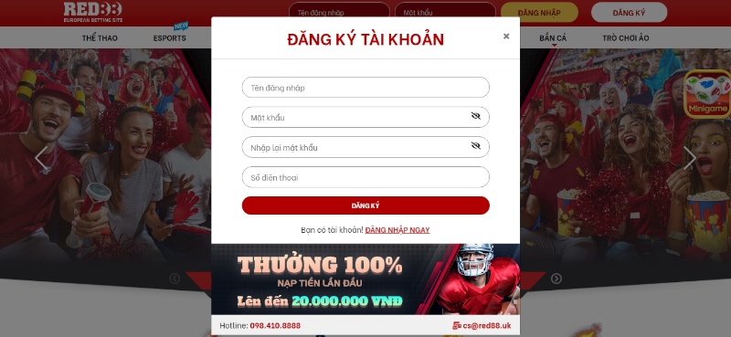 Hướng dẫn đăng ký tài khoản RED88