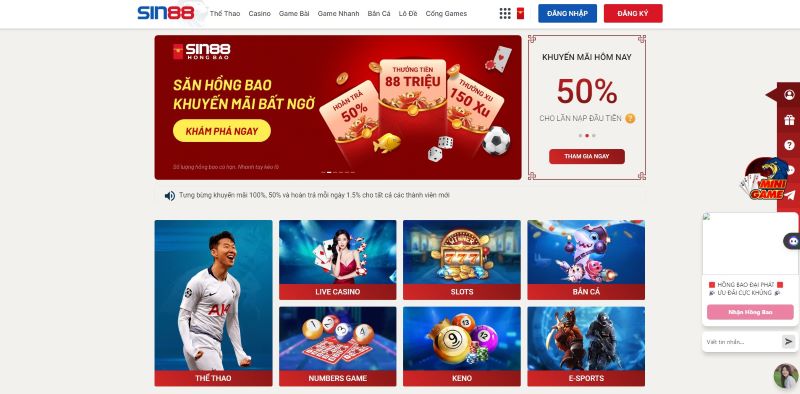 Thông báo tên miền mới của SIN88