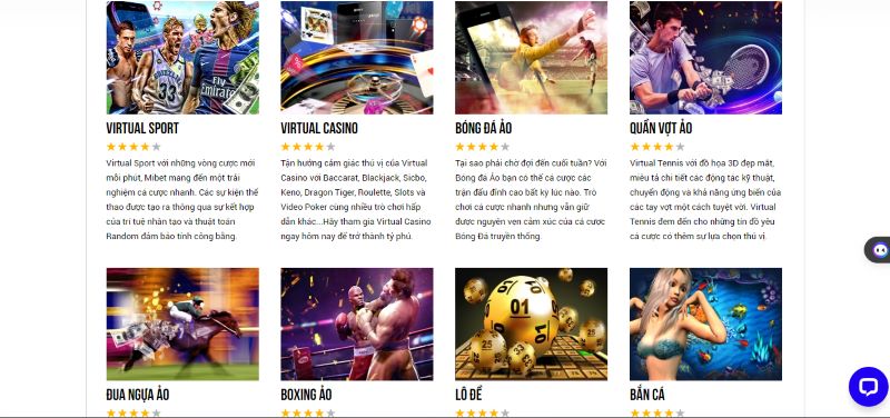 Kho sản phẩm cá cược tại Mibet